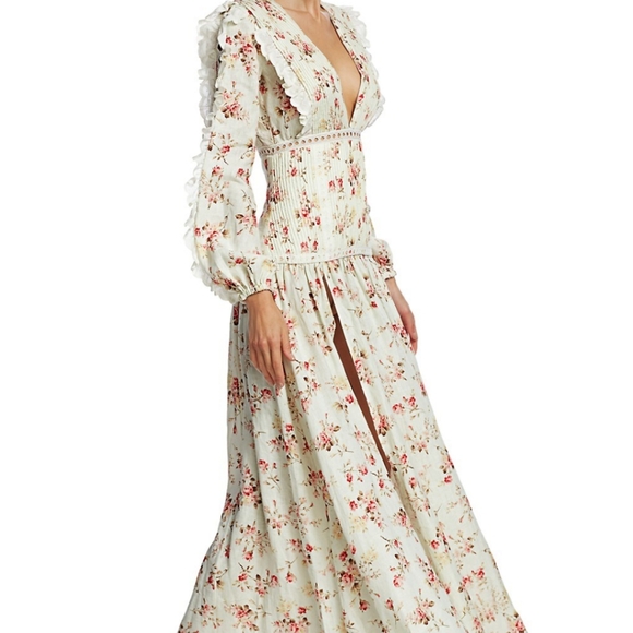 NWT🌼Wandering🌺 Floral Linen Maxi Ruffle Dress - Picture 2 of 11